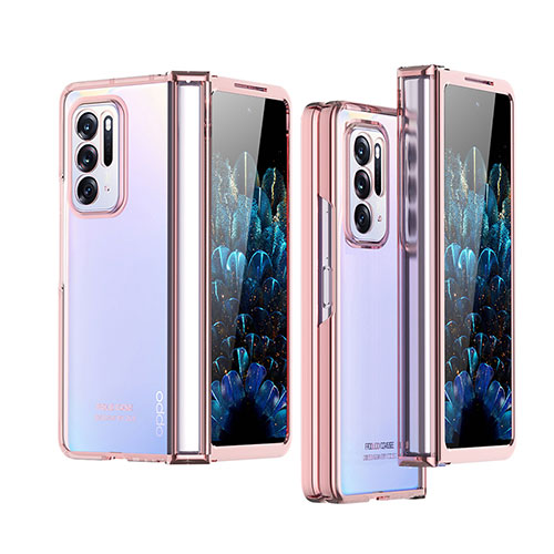 Transparent Crystal Hard Case Back Cover H03 for Oppo Find N 5G Rose Gold