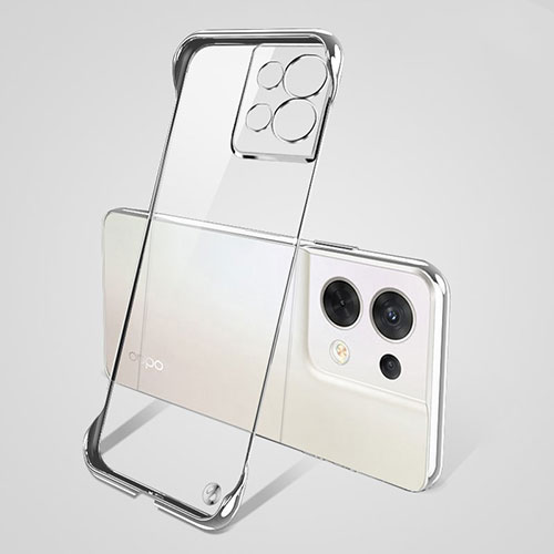 Transparent Crystal Hard Case Back Cover H03 for Oppo Reno9 5G Silver