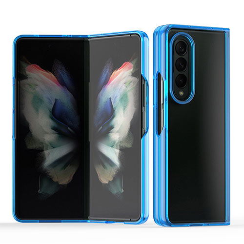 Transparent Crystal Hard Case Back Cover H03 for Samsung Galaxy Z Fold4 5G Blue