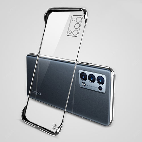 Transparent Crystal Hard Case Back Cover H04 for Oppo Reno6 Pro 5G Silver