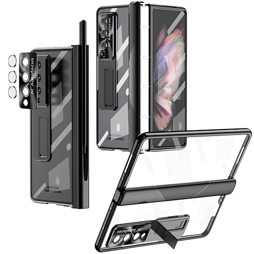 Transparent Crystal Hard Case Back Cover H05 for Samsung Galaxy Z Fold3 5G Black