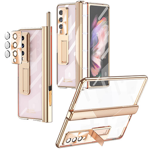 Transparent Crystal Hard Case Back Cover H05 for Samsung Galaxy Z Fold4 5G Gold