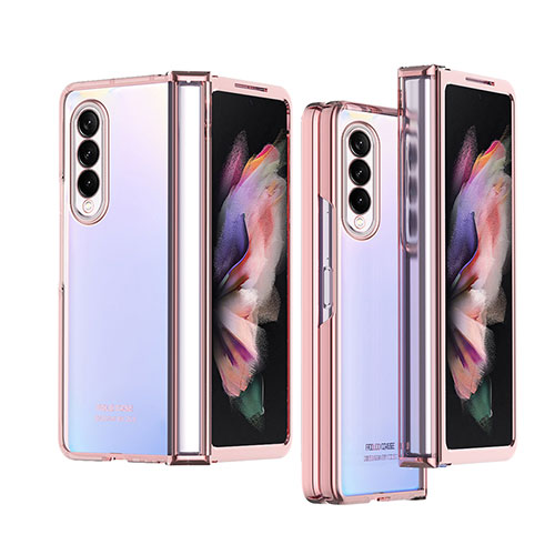 Transparent Crystal Hard Case Back Cover H06 for Samsung Galaxy Z Fold3 5G Rose Gold