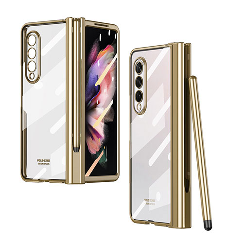 Transparent Crystal Hard Case Back Cover H07 for Samsung Galaxy Z Fold3 5G Gold