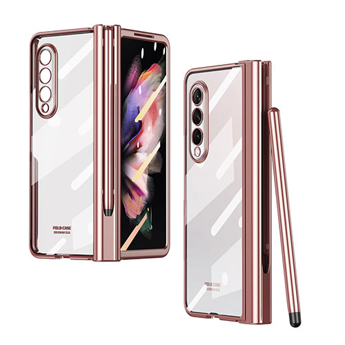 Transparent Crystal Hard Case Back Cover H07 for Samsung Galaxy Z Fold3 5G Rose Gold