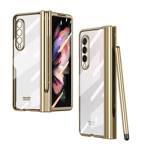 Transparent Crystal Hard Case Back Cover H07 for Samsung Galaxy Z Fold4 5G Gold