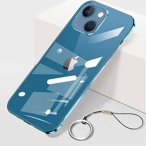 Transparent Crystal Hard Case Back Cover H09 for Apple iPhone 13 Blue