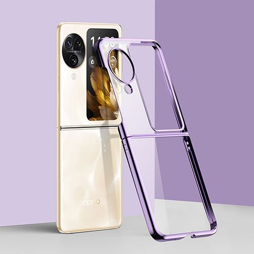 Transparent Crystal Hard Case Back Cover QH1 for Oppo Find N3 Flip 5G Purple