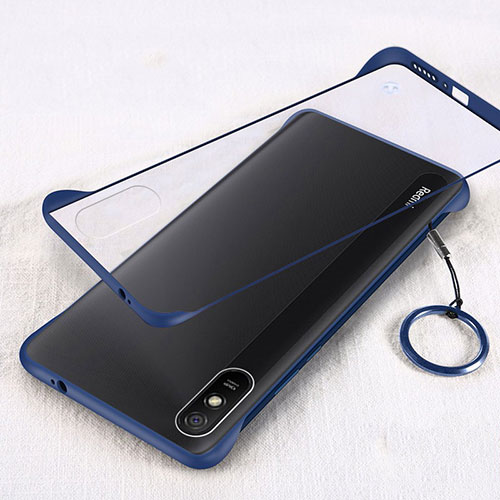 Transparent Crystal Hard Case Back Cover S01 for Xiaomi Redmi 9i Blue