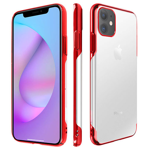 Transparent Crystal Hard Rigid Case Back Cover H01 for Apple iPhone 11 Red