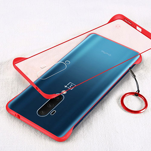 Transparent Crystal Hard Rigid Case Back Cover H01 for OnePlus 7T Pro Red