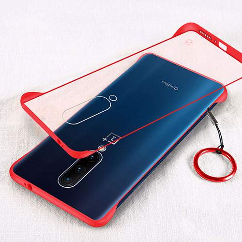 Transparent Crystal Hard Rigid Case Back Cover H01 for OnePlus 8 Red