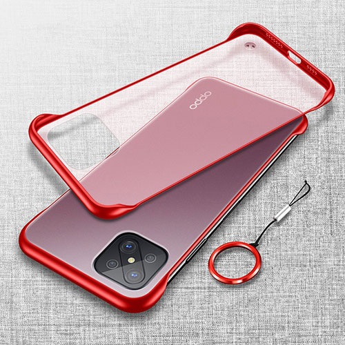 Transparent Crystal Hard Rigid Case Back Cover H01 for Oppo A92s 5G Red