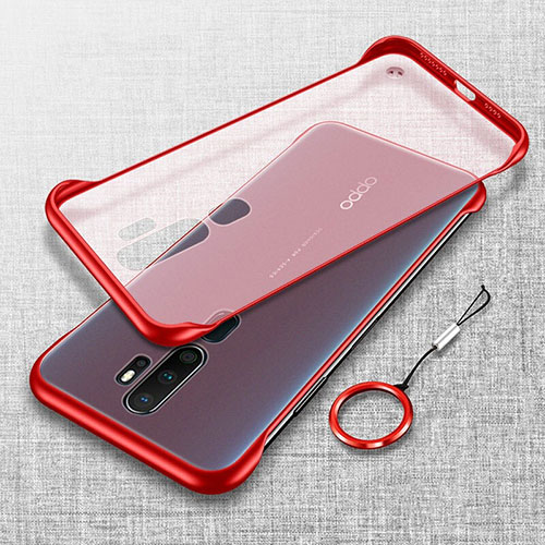 Transparent Crystal Hard Rigid Case Back Cover H02 for Oppo A11 Red