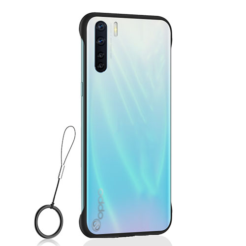 Transparent Crystal Hard Rigid Case Back Cover H02 for Oppo A91 Black