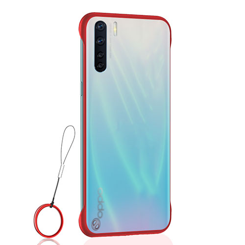 Transparent Crystal Hard Rigid Case Back Cover H02 for Oppo A91 Red