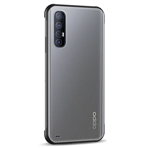 Transparent Crystal Hard Rigid Case Back Cover H02 for Oppo Reno3 Pro Black