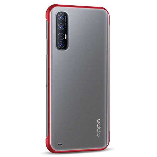 Transparent Crystal Hard Rigid Case Back Cover H02 for Oppo Reno3 Pro Red