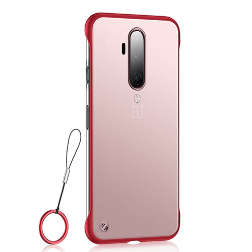 Transparent Crystal Hard Rigid Case Back Cover H03 for OnePlus 7T Pro Red