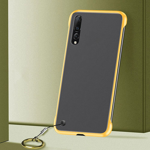 Transparent Crystal Hard Rigid Case Back Cover S01 for Samsung Galaxy A70 Yellow