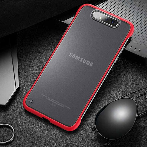 Transparent Crystal Hard Rigid Case Back Cover S02 for Samsung Galaxy A90 4G Red