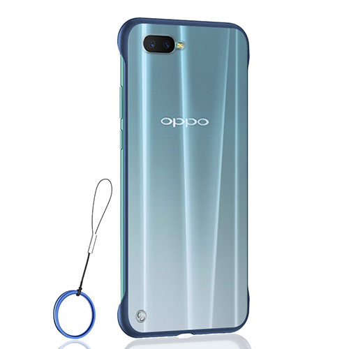 Transparent Crystal Hard Rigid Case Back Cover S04 for Oppo R15X Blue