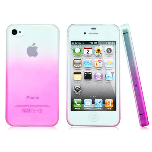 Transparent Gradient Hard Rigid Case for Apple iPhone 4S Pink