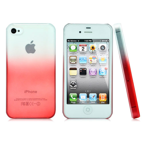 Transparent Gradient Hard Rigid Case for Apple iPhone 4S Red