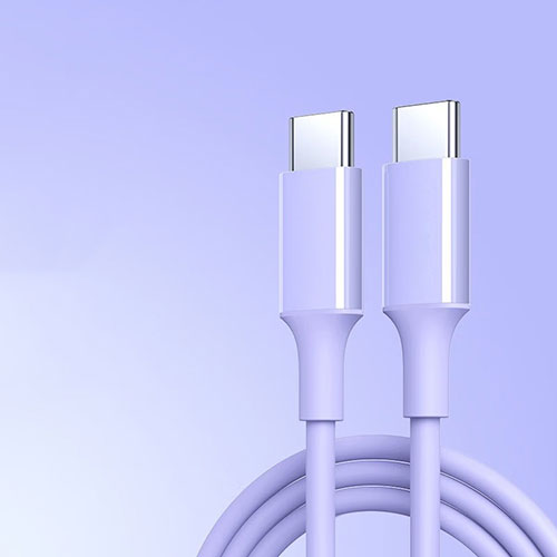 Type-C USB-C to Type-C USB-C Cable Adapter 60W H05 for Apple iPad Pro 12.9 (2022) Purple