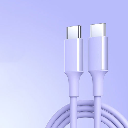 Type-C USB-C to Type-C USB-C Cable Adapter 60W H05 for Apple iPhone 15 Plus Purple