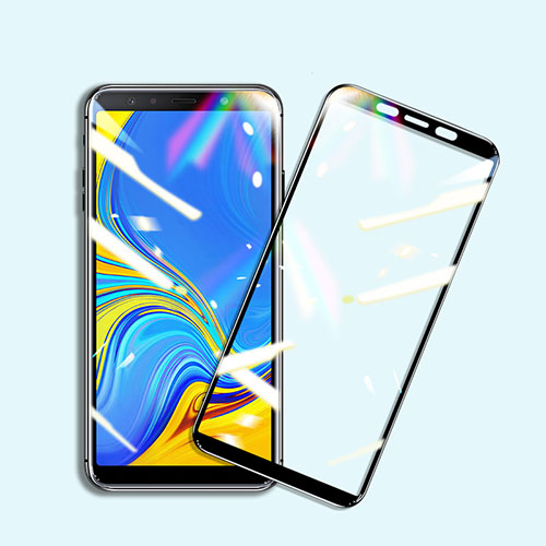 Ultra Clear Full Screen Protector Tempered Glass F02 for Samsung Galaxy A7 (2018) A750 Black