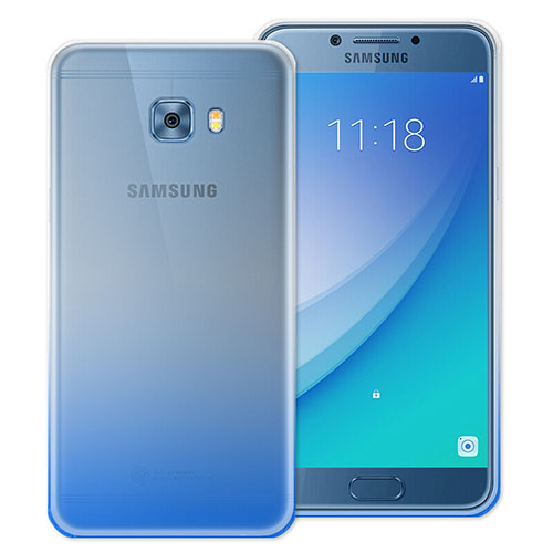 Ultra Slim Transparent Gel Gradient Soft Case for Samsung Galaxy C7 Pro C7010 Blue