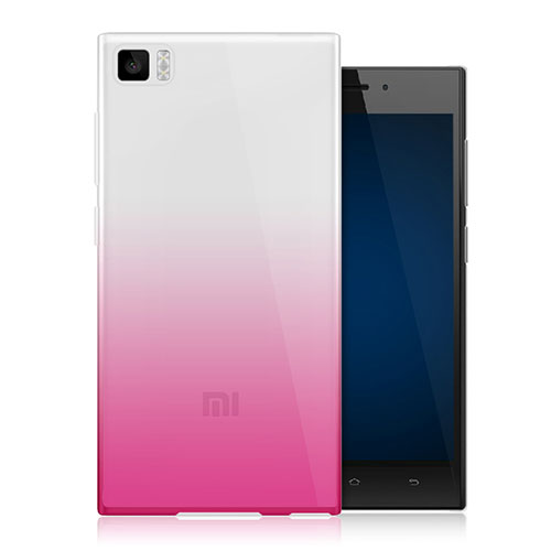 Ultra Slim Transparent Gel Gradient Soft Case for Xiaomi Mi 3 Pink