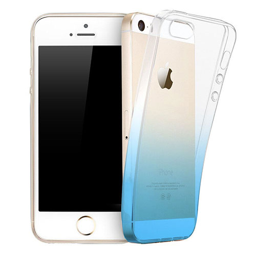 Ultra Slim Transparent Gradient Soft Case for Apple iPhone 5 Blue