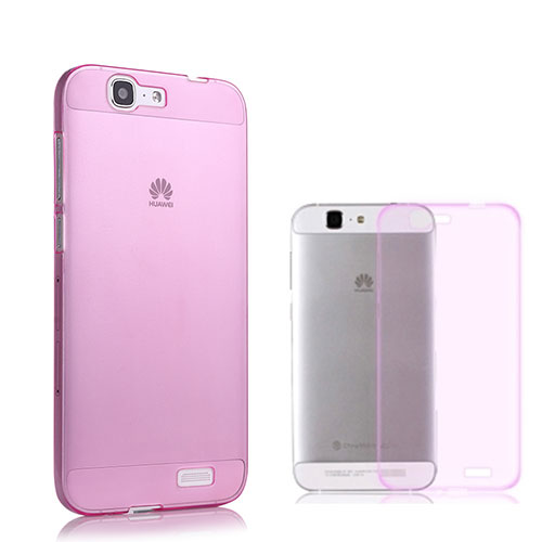 Ultra Slim Transparent TPU Soft Case for Huawei Ascend G7 Pink