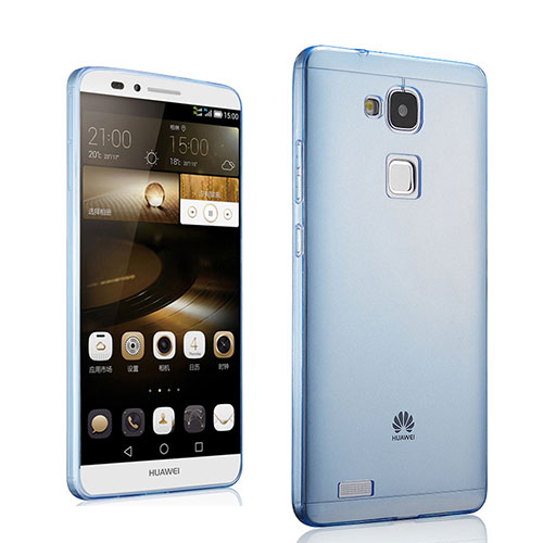 Ultra Slim Transparent TPU Soft Case for Huawei Mate 7 Blue