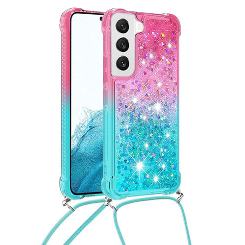 Ultra-thin Silicone Gel Gradient Soft Case Cover Y01B for Samsung Galaxy S21 FE 5G Cyan