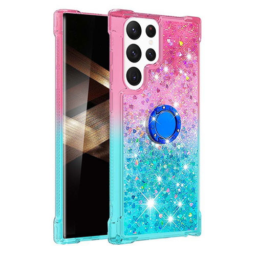 Ultra-thin Silicone Gel Gradient Soft Case Cover Y04B for Samsung Galaxy S25 Ultra 5G Cyan