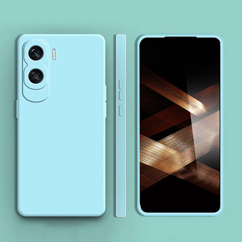 Ultra-thin Silicone Gel Soft Case 360 Degrees Cover for Huawei Honor 90 Lite 5G Cyan