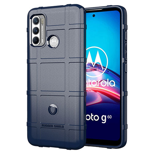 Ultra-thin Silicone Gel Soft Case 360 Degrees Cover for Motorola Moto G60 Blue