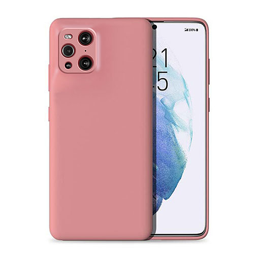 Ultra-thin Silicone Gel Soft Case 360 Degrees Cover for Oppo Find X3 5G Pink