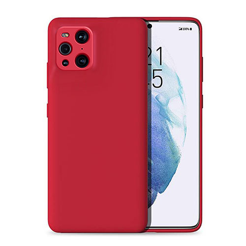 Ultra-thin Silicone Gel Soft Case 360 Degrees Cover for Oppo Find X3 5G Red