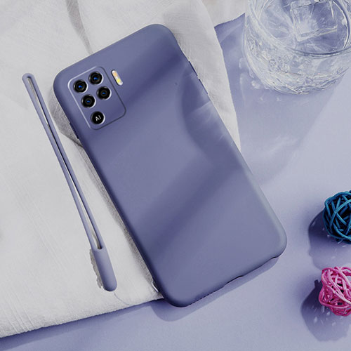 Ultra-thin Silicone Gel Soft Case 360 Degrees Cover for Oppo Reno5 F Lavender Gray