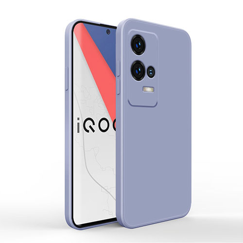 Ultra-thin Silicone Gel Soft Case 360 Degrees Cover for Vivo iQOO 8 Pro 5G Lavender Gray