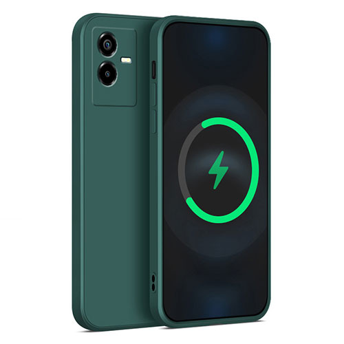 Ultra-thin Silicone Gel Soft Case 360 Degrees Cover for Vivo T2x 5G Midnight Green