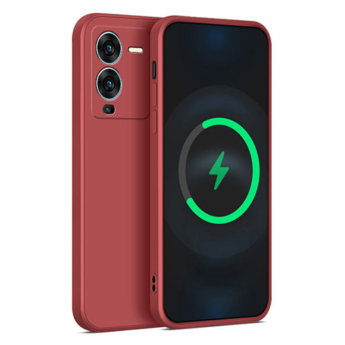 Ultra-thin Silicone Gel Soft Case 360 Degrees Cover for Vivo V25 Pro 5G Red