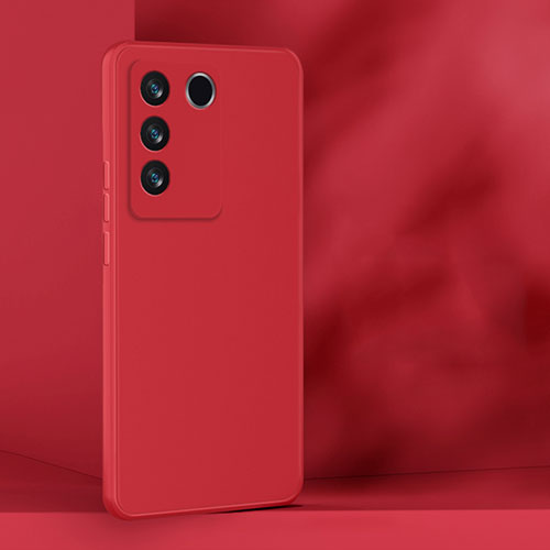 Ultra-thin Silicone Gel Soft Case 360 Degrees Cover for Vivo V27 5G Red