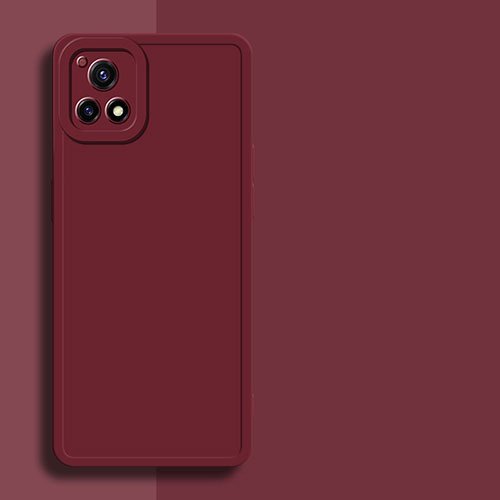 Ultra-thin Silicone Gel Soft Case 360 Degrees Cover for Vivo Y31s 5G Red Wine