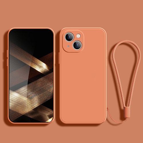 Ultra-thin Silicone Gel Soft Case 360 Degrees Cover G02 for Apple iPhone 15 Orange