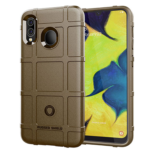 Ultra-thin Silicone Gel Soft Case 360 Degrees Cover J01S for Samsung Galaxy A20 Brown